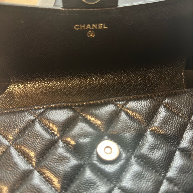 Chanel黑金荔枝皮  芯片手機皮夾包（99新大全套）-18