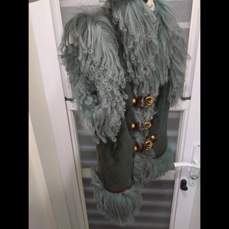 Gucci 灰綠麂皮羔羊毛邊背心-6