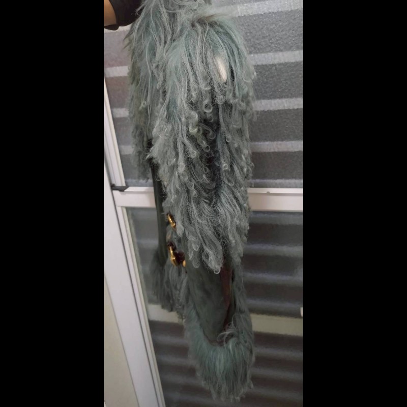 Gucci 灰綠麂皮羔羊毛邊背心-7