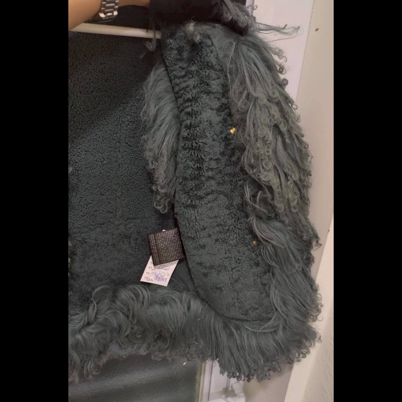 Gucci 灰綠麂皮羔羊毛邊背心-10