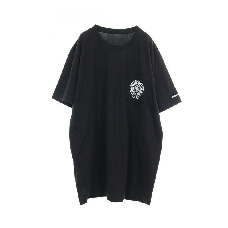 鉻心 (CHROME HEARTS) 馬蹄鐵圖案印花T卹,L碼,純棉,黑白配色,二手男款-0
