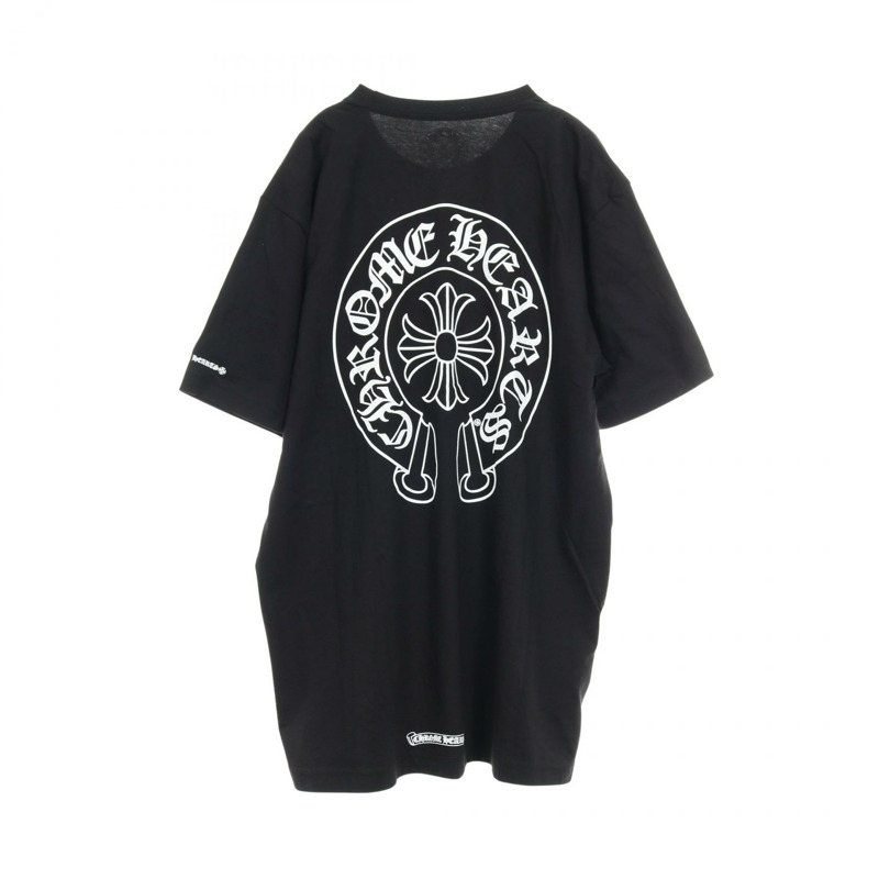 鉻心 (CHROME HEARTS) 馬蹄鐵圖案印花T卹,L碼,純棉,黑白配色,二手男款-1
