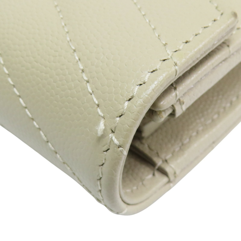 卡其色 山形紋牛皮 金扣 扣式長夾 372264【SAINT LAURENT YSL 聖羅蘭 】 372264-16