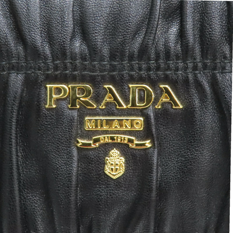 黑色 抓皺皮革 高菲 兩用包【PRADA 普拉達】-6