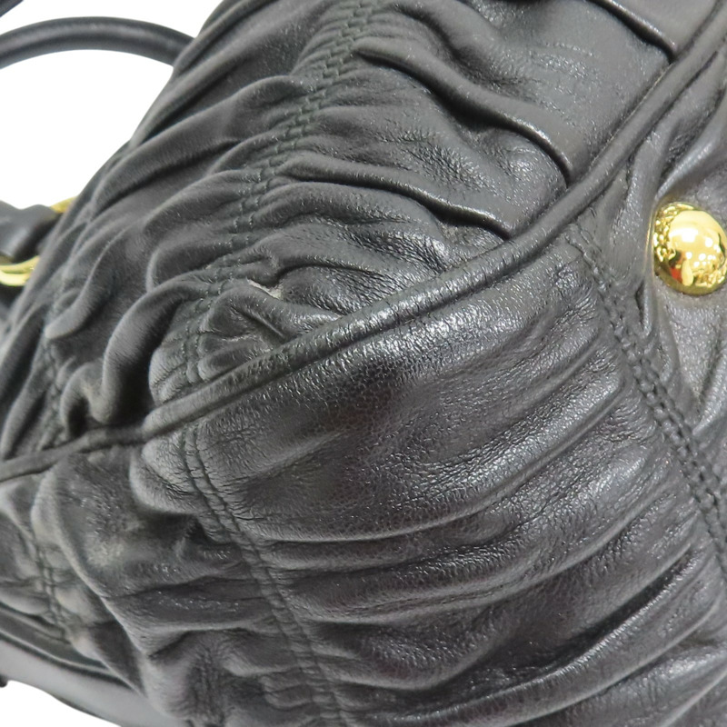 黑色 抓皺皮革 高菲 兩用包【PRADA 普拉達】-10