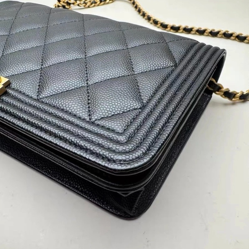 Chanel香奈兒 CC Boy woc 鏈條單肩包 斜挎包 黑色-5