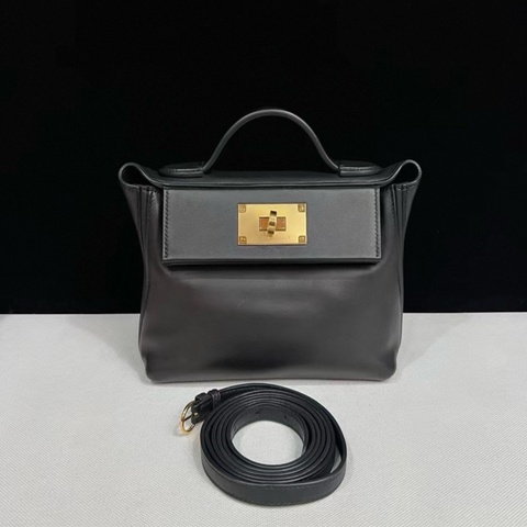 HERMES愛馬仕mini 2424 黑色 金扣 B刻 閒置全套