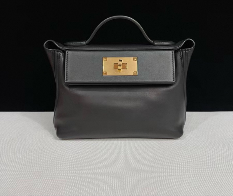 HERMES愛馬仕mini 2424 黑色 金扣 B刻 閒置全套-1