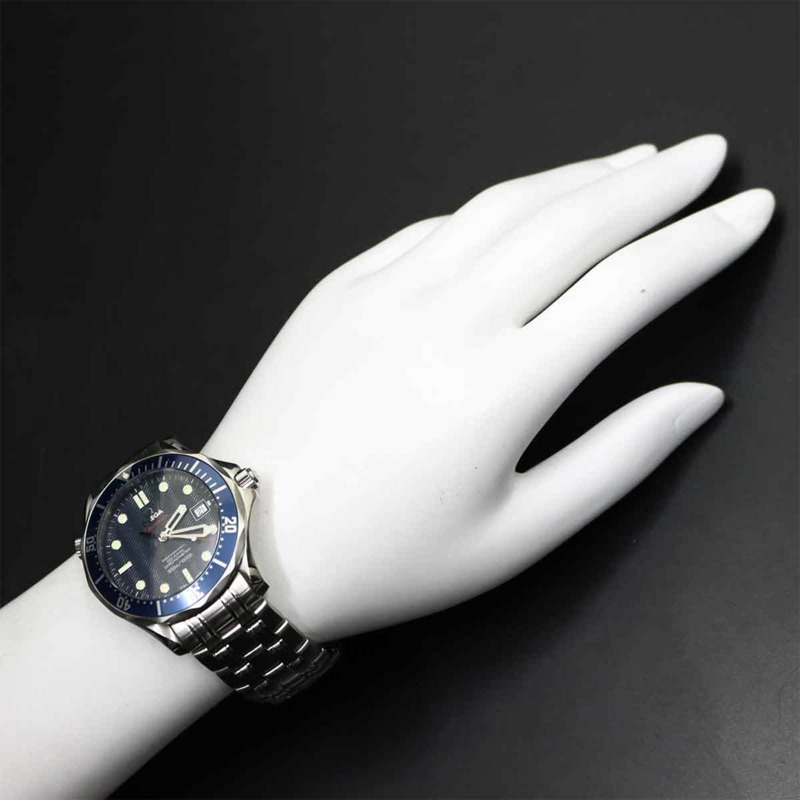 歐米茄海馬系列專業300公尺同軸天文台認證腕錶 2220 80 男士腕錶,附日期顯示,海軍藍錶盤,自動上鍊-2