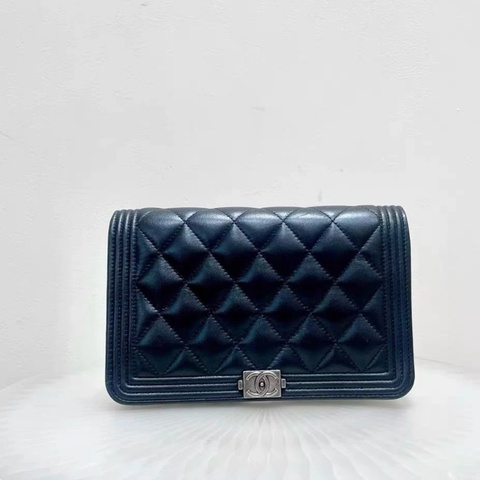 Chanel香奈兒 CC Boy 錢包 黑色