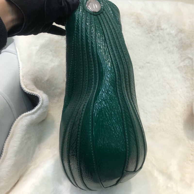 Chanel 綠色V紋圓底單肩鏈條袋 XB944-2