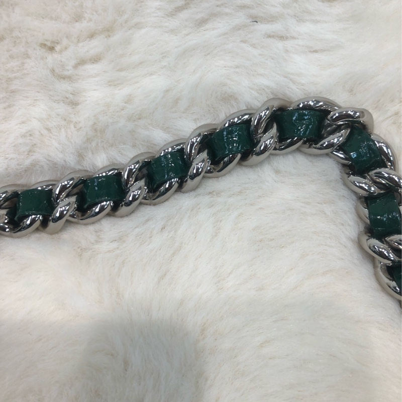 Chanel 綠色V紋圓底單肩鏈條袋 XB944-7