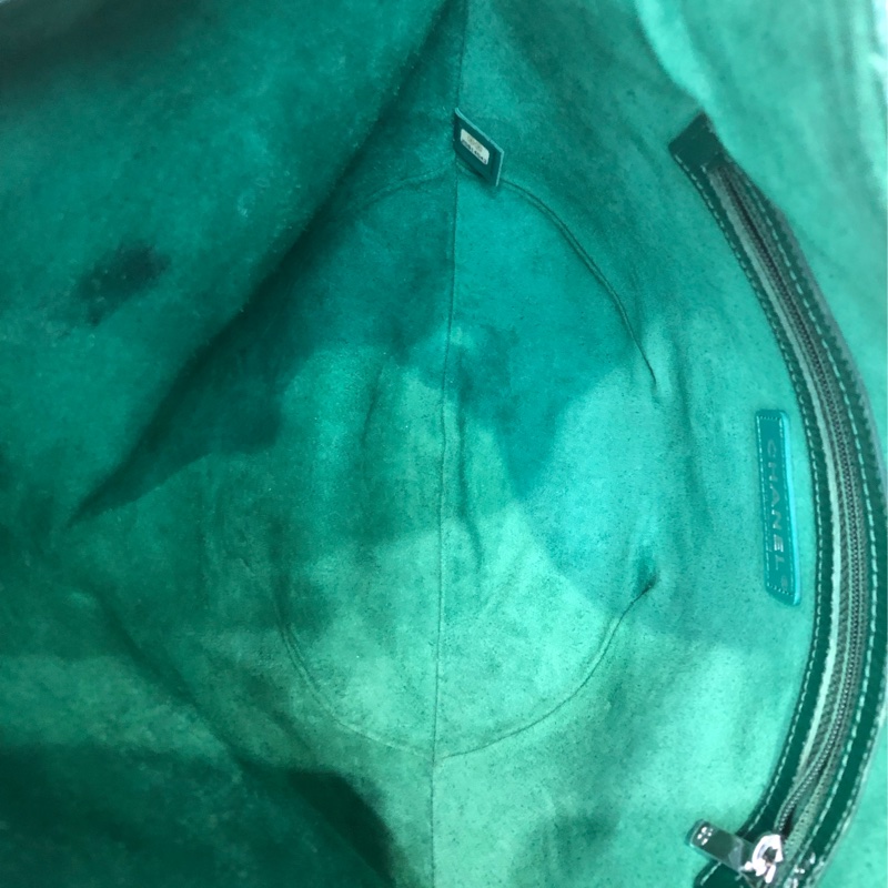 Chanel 綠色V紋圓底單肩鏈條袋 XB944-9