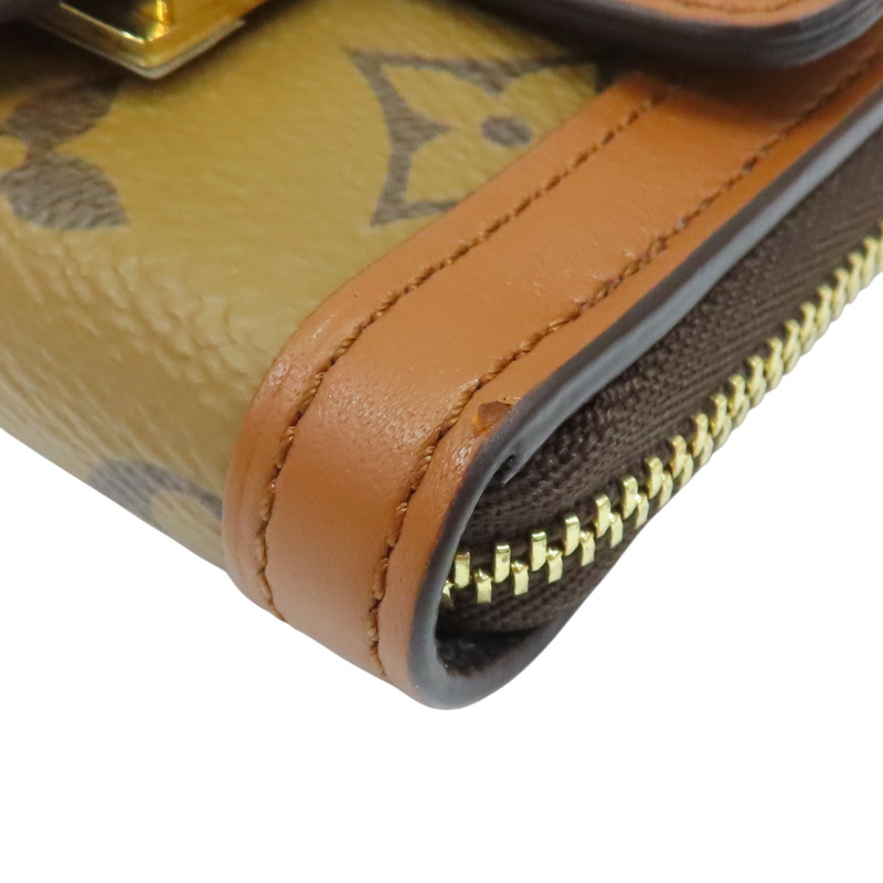 棕色 原花帆布 MINI DAUPHINE 鏈帶短夾 M80724【LOUIS VUITTON LV 路易威登】 M80724-15