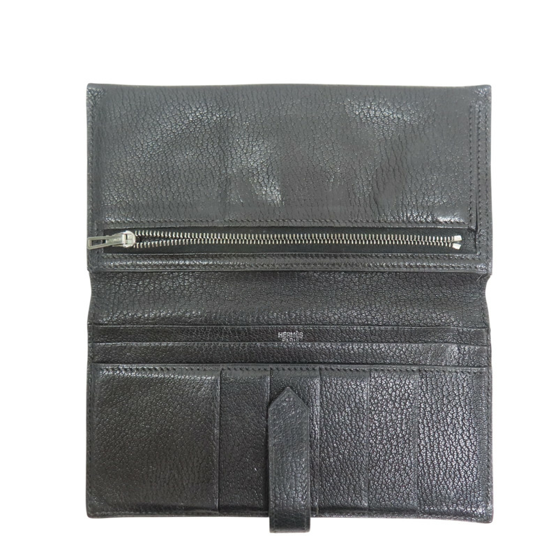 黑色 Chevre山羊皮 Bearn 兩折長夾 口G刻 【HERMES 愛馬仕】-4