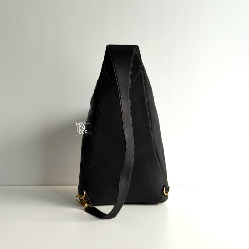 95新🫰🏻 LOEWE 羅意威 Anton Sling 後背包 斜背包 黑色金釦-4