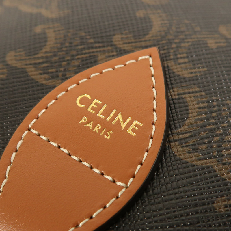 CELINE 塗層帆布Folco金扣肩背袋-5