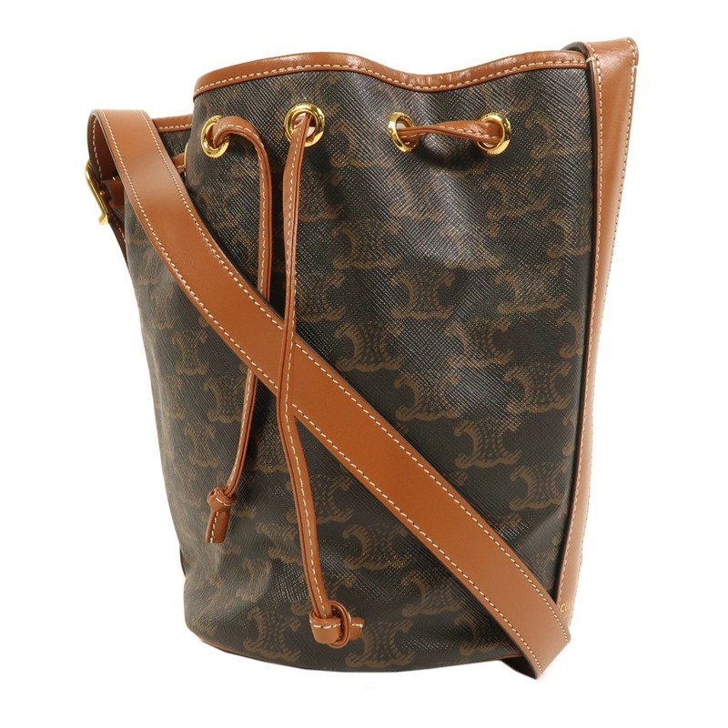 CELINE 塗層帆布Triomphe Bag金扣肩背袋-2