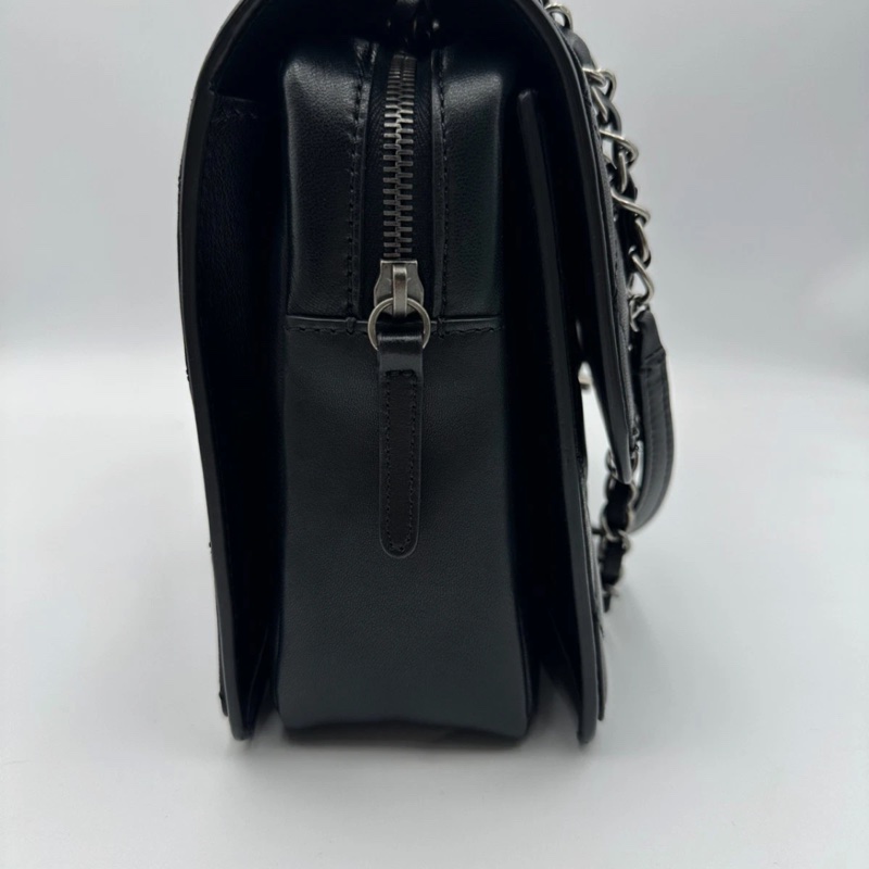 Chanel香奈兒 Citizen Zip CC 翻蓋包單肩包黑色 羊皮-15