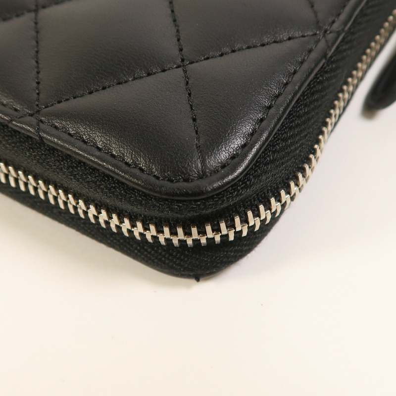 CHANEL 牛皮皮革Zipper Long Wallet銀扣長錢包-11