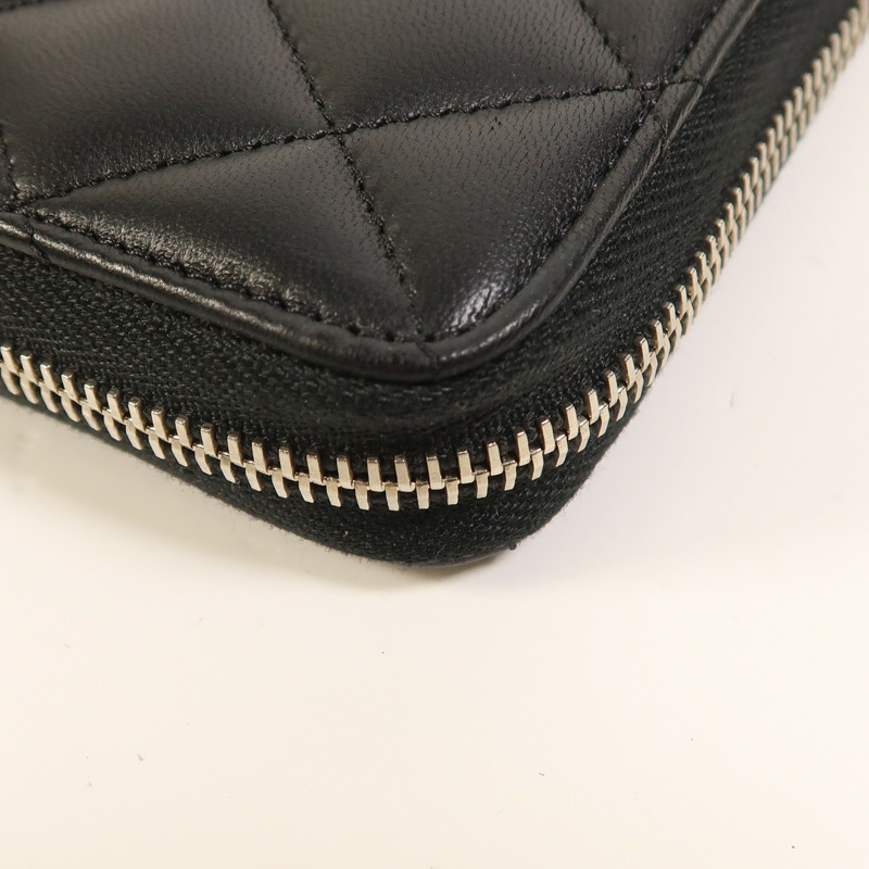 CHANEL 牛皮皮革Zipper Long Wallet銀扣長錢包-12