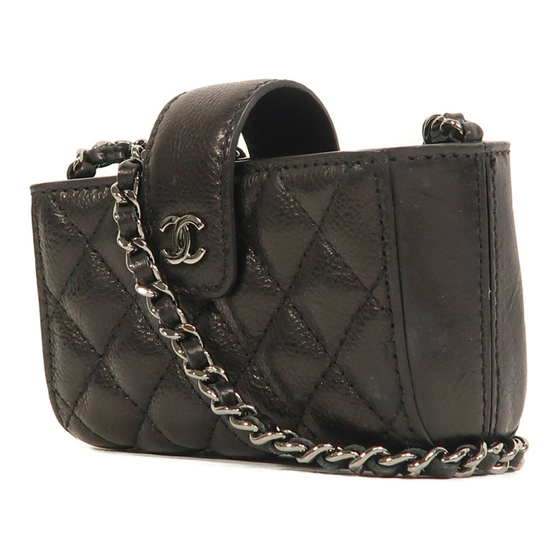 CHANEL 牛皮皮革Chain Shoulder銀扣鏈帶肩背袋-2