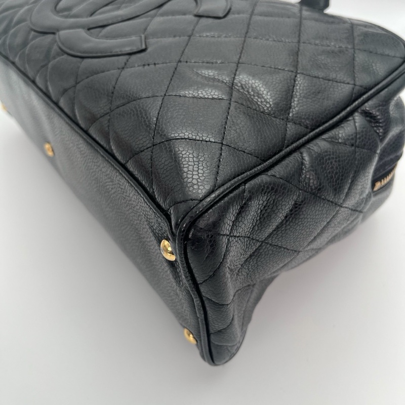 「JL精品代購」香奈兒黑金牛皮大logo手提保齡球小號-8