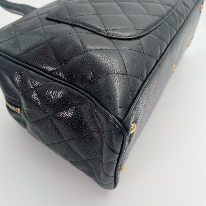 「JL精品代購」香奈兒黑金牛皮大logo手提保齡球小號-9