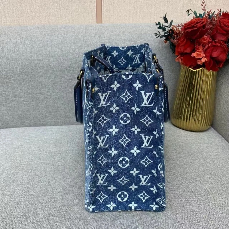 lv路易威登 ONTHEGO MM 手提單肩包，牛仔藍-2