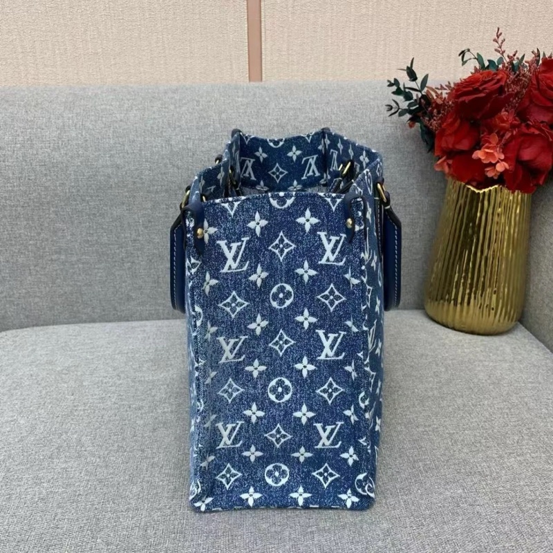 lv路易威登 ONTHEGO MM 手提單肩包，牛仔藍-3