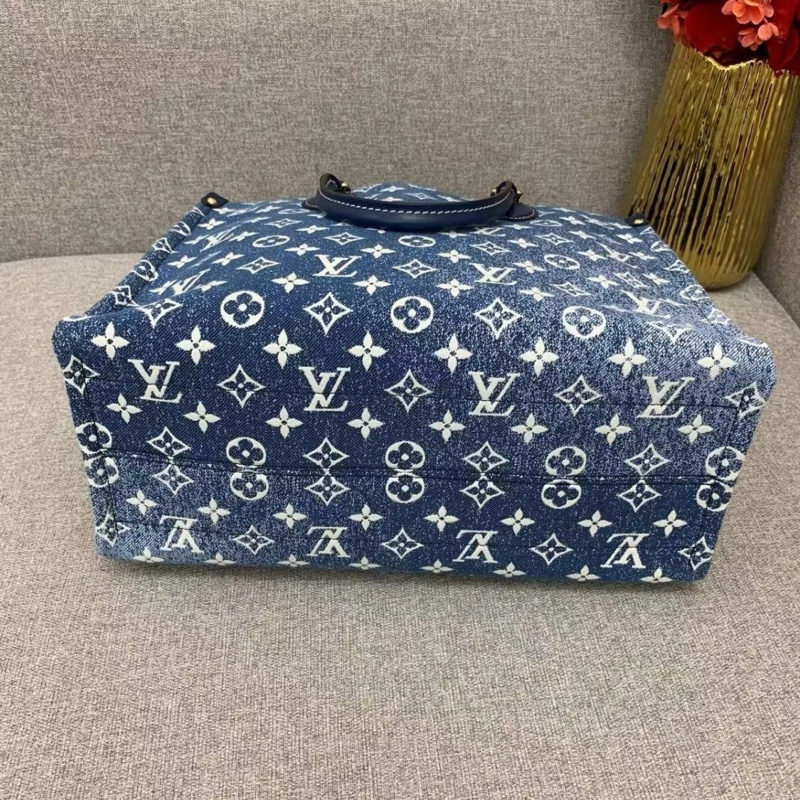 lv路易威登 ONTHEGO MM 手提單肩包，牛仔藍-4