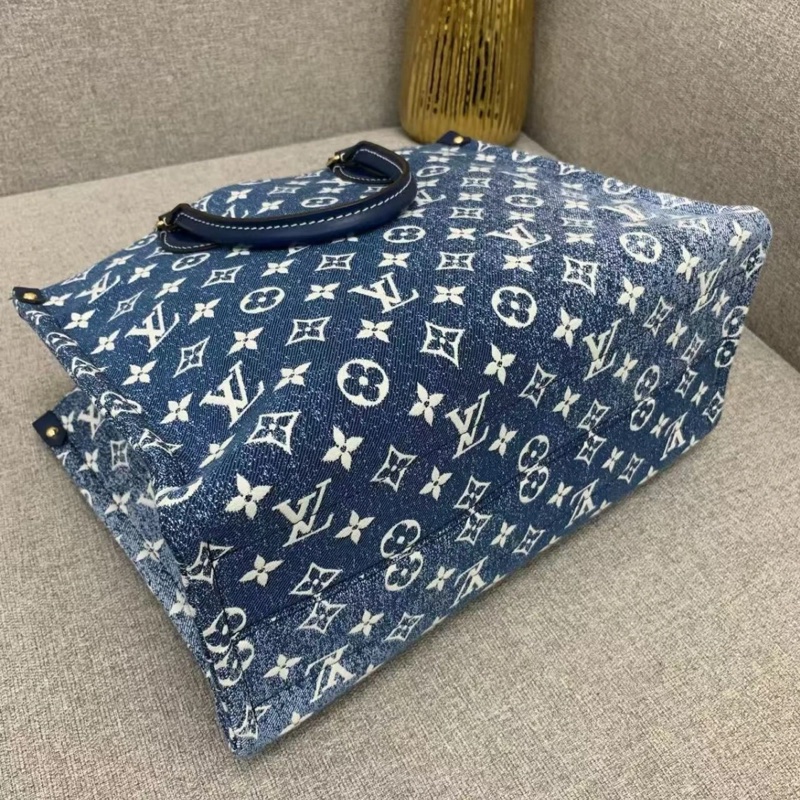 lv路易威登 ONTHEGO MM 手提單肩包，牛仔藍-5