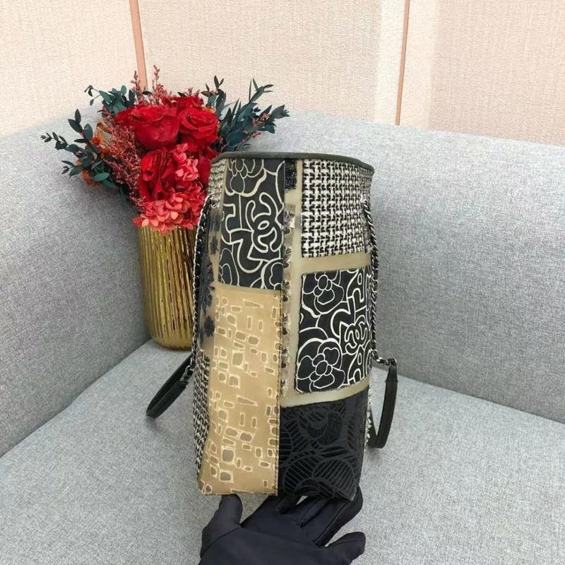 Chanel香奈儿 PVC 斜纹软呢拼接 Jumbo 单盖黑色肩背包-2