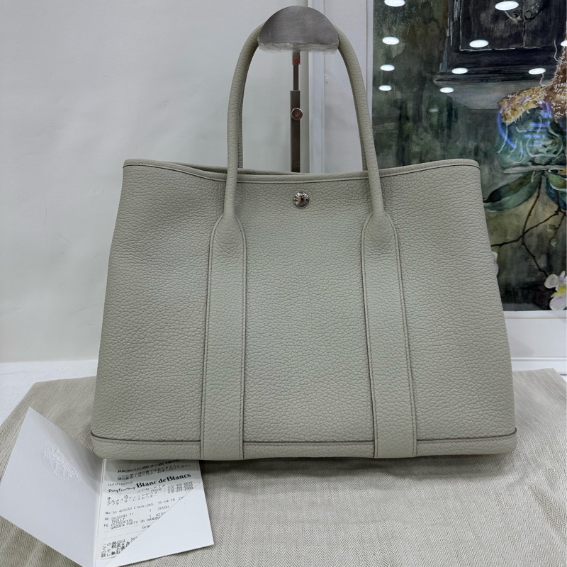 Hermes 愛馬仕Garden party花園36 冰川白 C刻 有購證-0