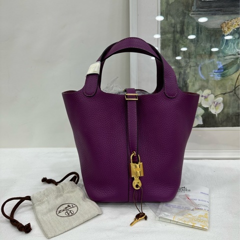 Hermes愛馬仕 picotin18 菜籃18 P9海葵紫 金扣 TC皮 Z刻 有後續