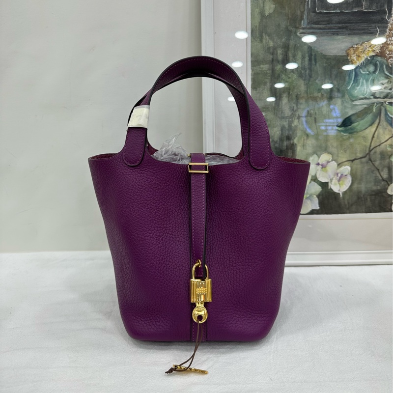 Hermes愛馬仕 picotin18 菜籃18 P9海葵紫 金扣 TC皮 Z刻 有後續-1