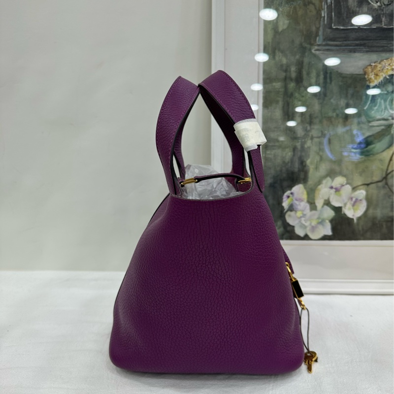 Hermes愛馬仕 picotin18 菜籃18 P9海葵紫 金扣 TC皮 Z刻 有後續-3