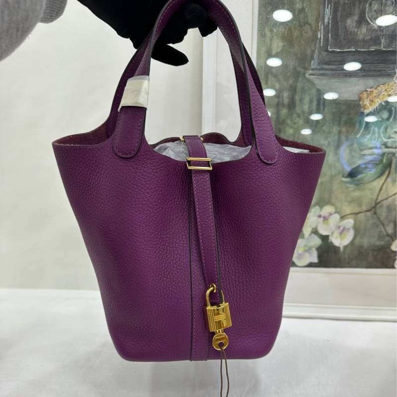 Hermes愛馬仕 picotin18 菜籃18 P9海葵紫 金扣 TC皮 Z刻 有後續-6