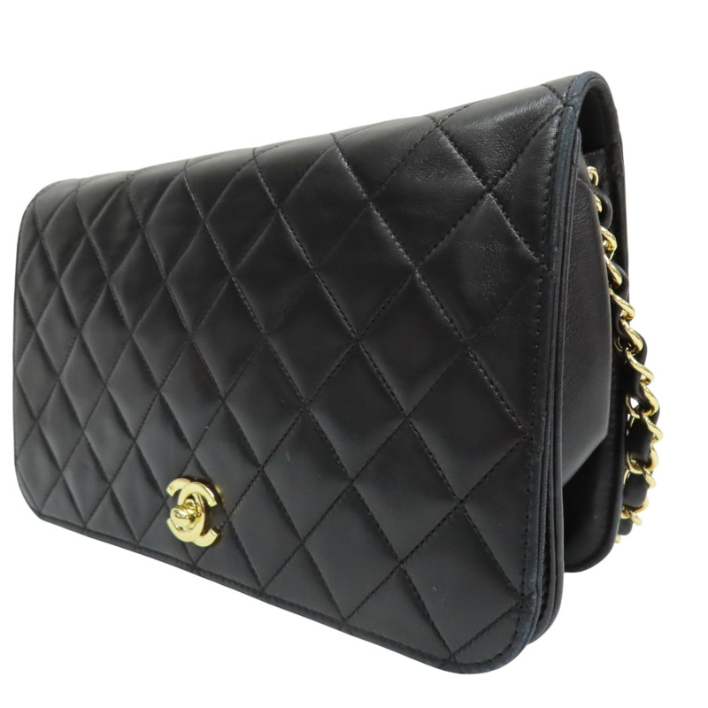 黑色 羊皮 鏈帶肩背包 金釦【CHANEL 香奈兒】-2