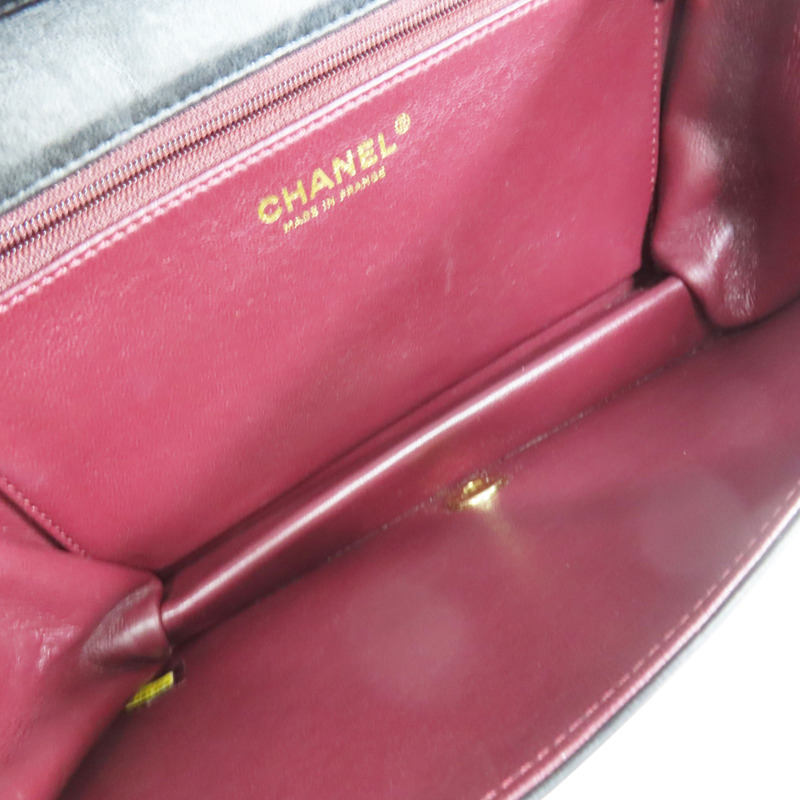 黑色 羊皮 鏈帶肩背包 金釦【CHANEL 香奈兒】-4