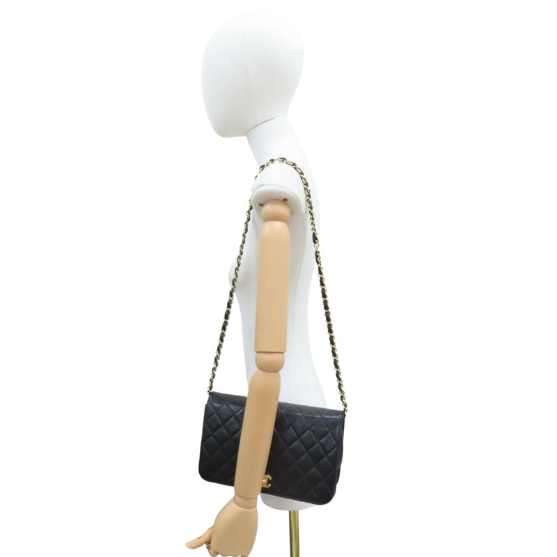 黑色 羊皮 鏈帶肩背包 金釦【CHANEL 香奈兒】-8