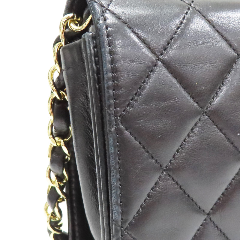 黑色 羊皮 鏈帶肩背包 金釦【CHANEL 香奈兒】-13