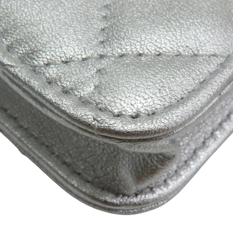 銀色 菱格紋 牛皮 星星 肩背包【CHANEL 香奈兒】-14