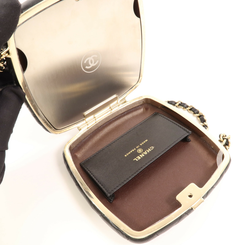 CHANEL 羊皮皮革Chain Shoulder金扣鏈帶肩背袋-4