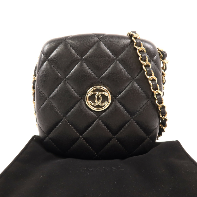 CHANEL 羊皮皮革Chain Shoulder金扣鏈帶肩背袋-9