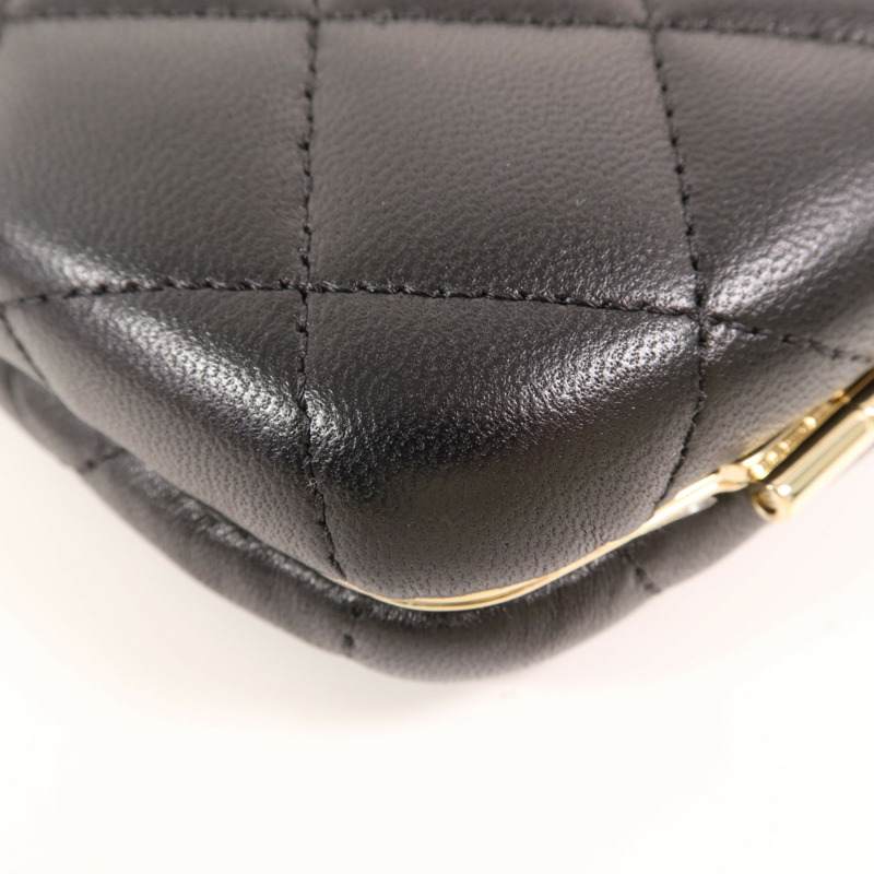 CHANEL 羊皮皮革Chain Shoulder金扣鏈帶肩背袋-13