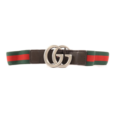 GUCCI 帆布GG Belt銀扣腰帶