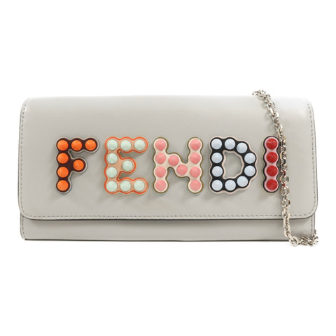 FENDI 牛皮皮革Wallet On Chain銀扣鏈帶肩背袋