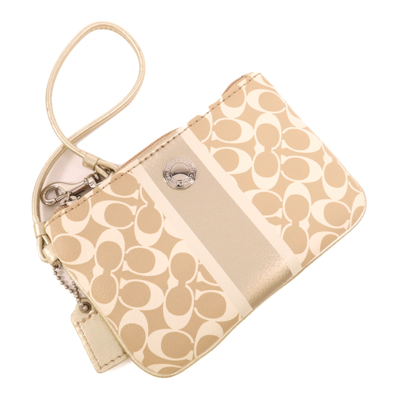 COACH 塗層帆布Pouch銀扣手拿包-2