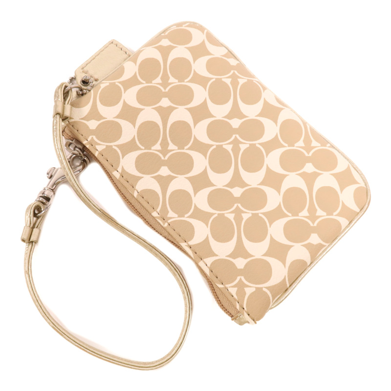 COACH 塗層帆布Pouch銀扣手拿包-3